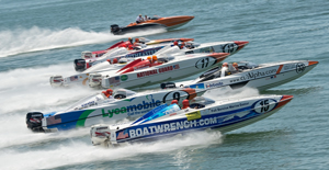 P1 SuperStock races typically are staged close to shore. The course is tight and fast, with speeds in excess of 70 miles per hour.